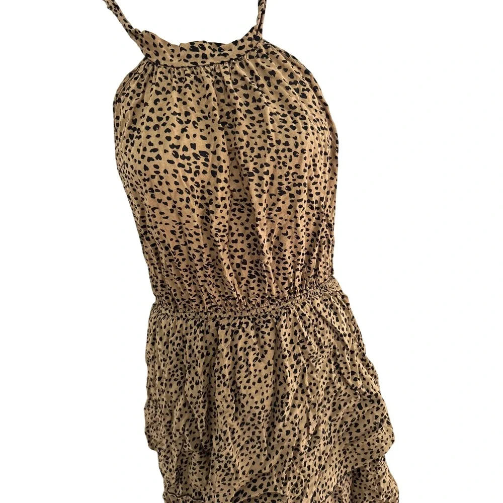 Ace Fashion Halter Maxi Dress Tiered Ruffle Animal Print Sleeveless large - Picture 2 of 8